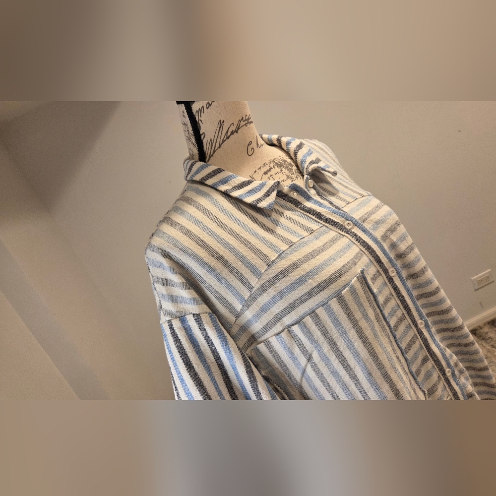 Free People Striped Button-Up Romper Size M. - Picture 8 of 15